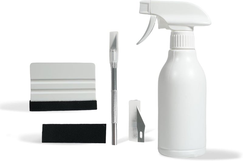Kpdnjro The Five Piece Film Set Includes A Felt Scraper And An Additional Felt, A Carving Knife And Five Additional Blades, And A 300ml Spray Bottle. Suitable For Glass Coloring Film, Car Window Film. - Image 1